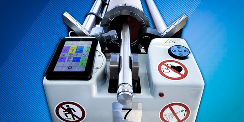 RSDM-V open screen bearing print head with digital panel and repeat navigator for precision.