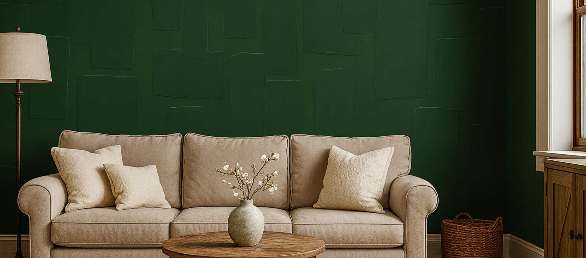 Wall coverings with composed paper in the living room